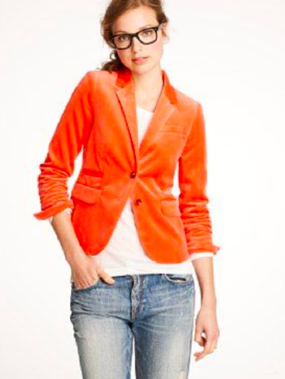J. Crew Orange Velvet Blazer